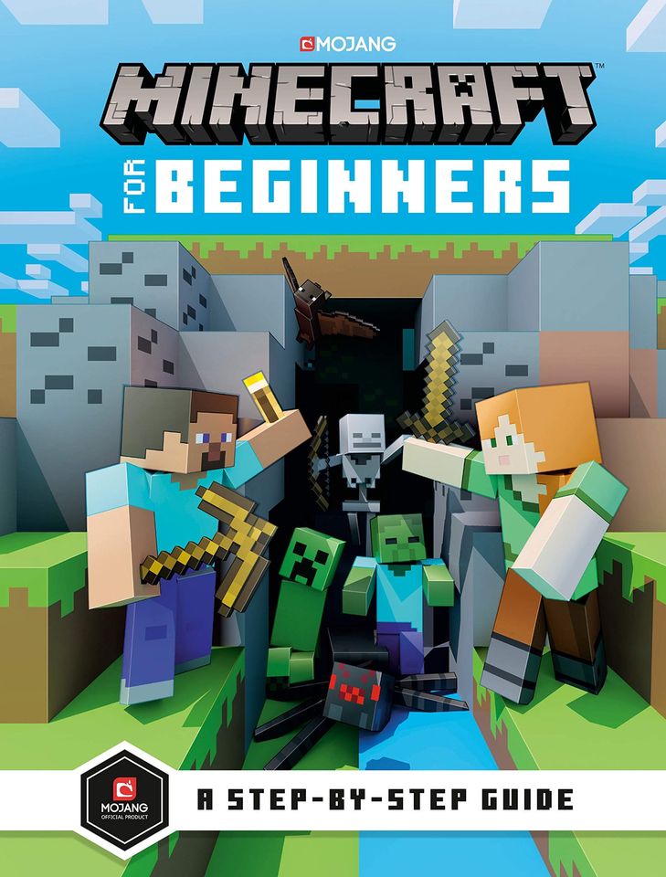 image of minecraft characters and landscape. text reads "minecraft for beginners: a step by step guide"